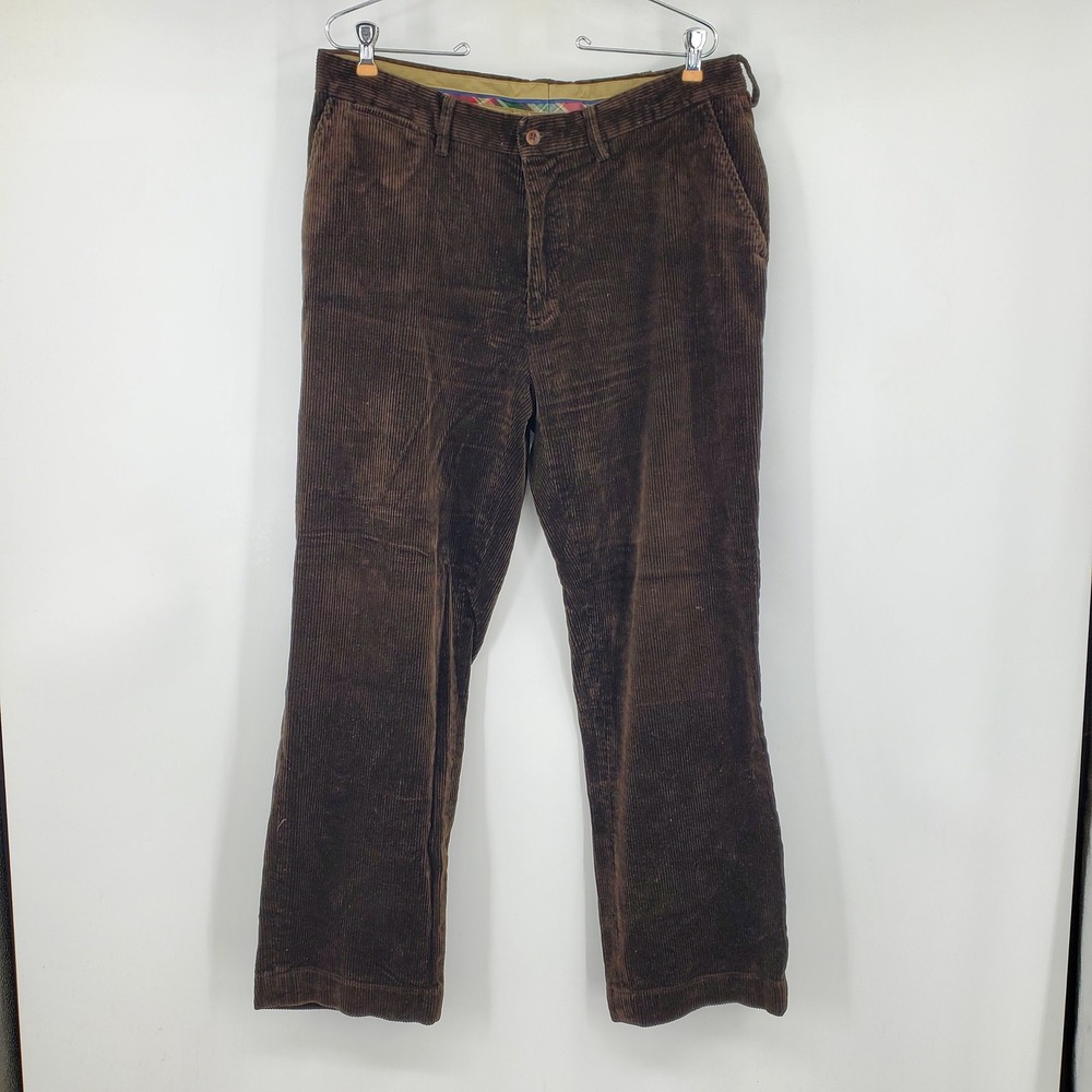 Vintage 90 Polo Ralph Lauren Preston Pant Brown Corduroy Wide Wale Relaxed 36/30